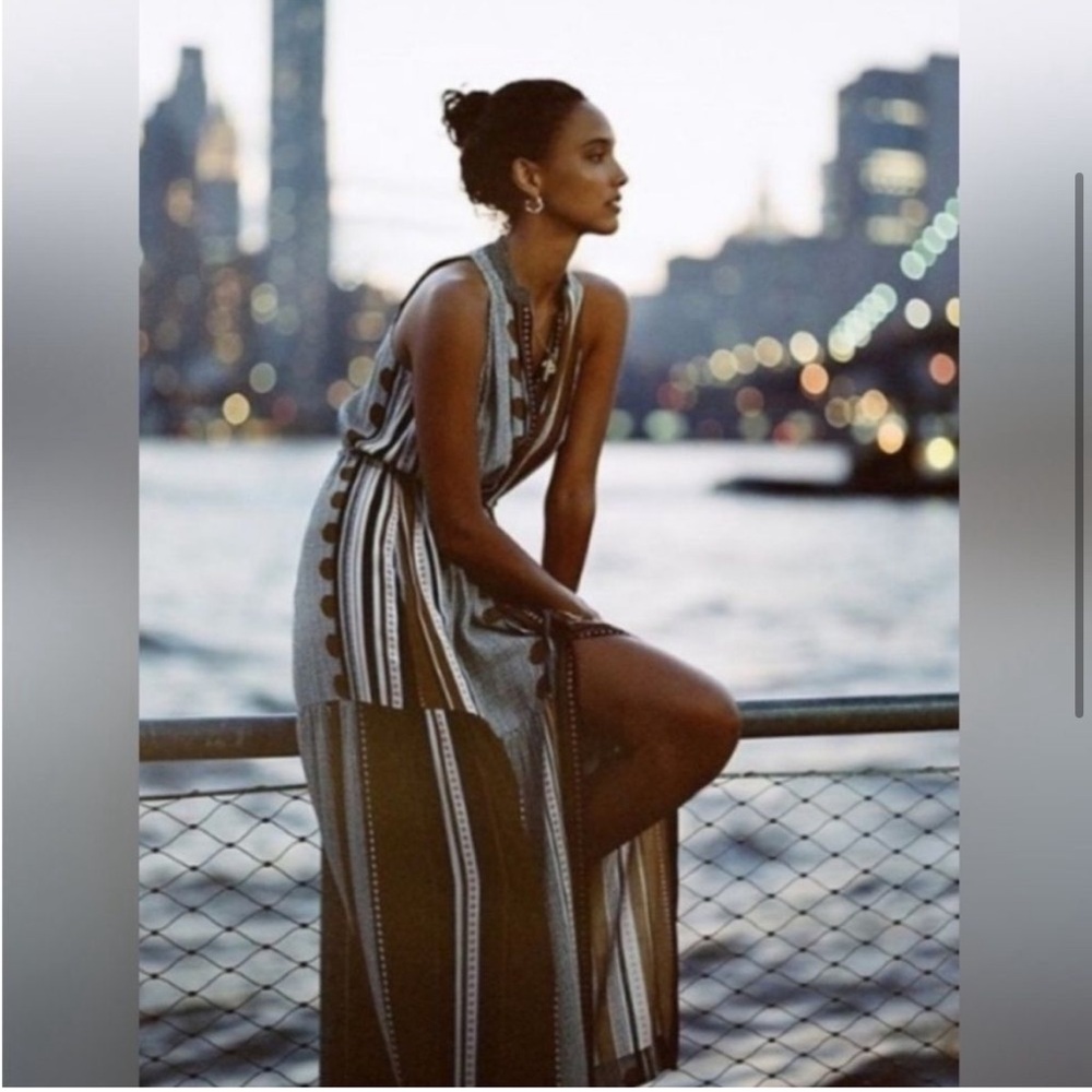 NWT Anthropologie Maeve “Alondra” sleeveless maxi dress tie waist